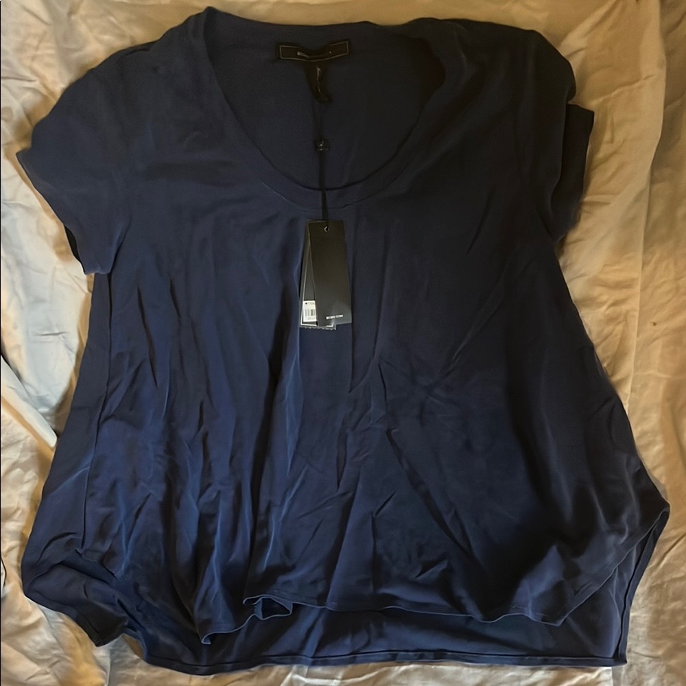 BCBGMaxAzria Navy Relaxed Short Sleeve Tee